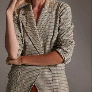 Anthropologie Maeve Collegiate Plaid Knit Blazer